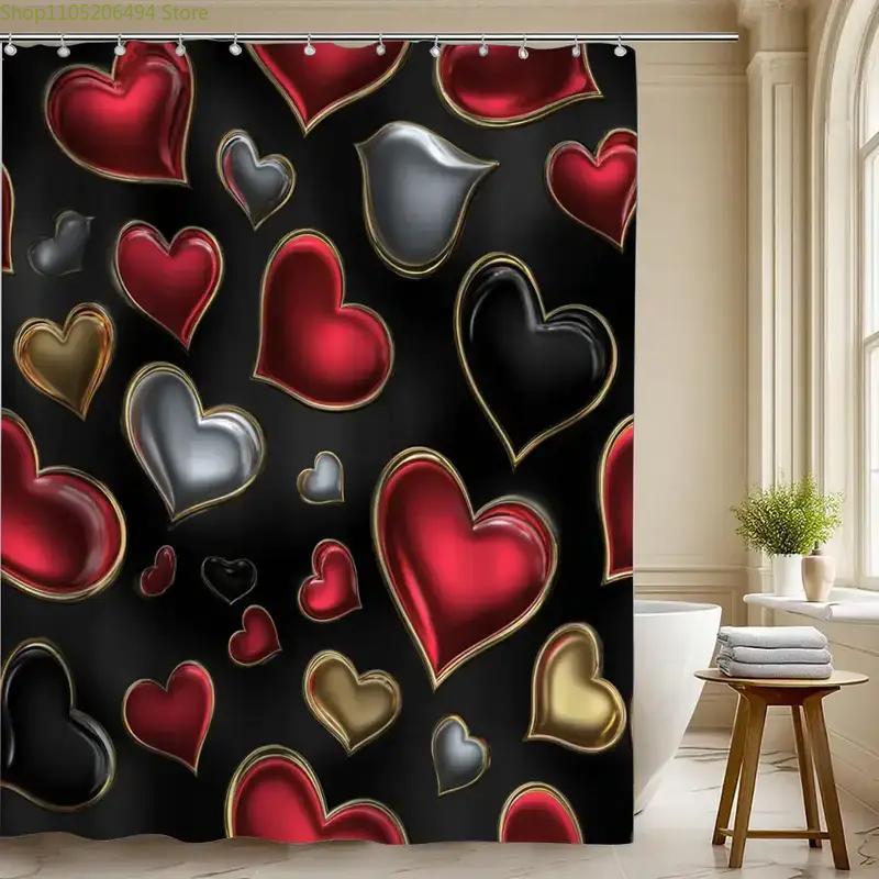 1pc of Valentine's Day Special Edition Shower Curtain, Includes 12 Hooks, 70.87x70.87inch Bathroom Curtain for Home Decoration