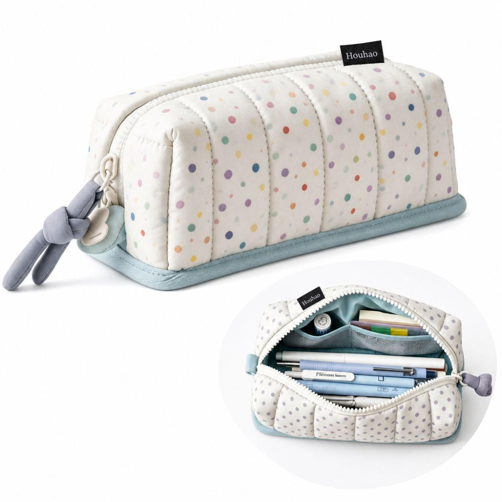 New Large Capacity Pencil Case Creative Dot Pattern Pencil Box Portable Pen Bag School Supplies