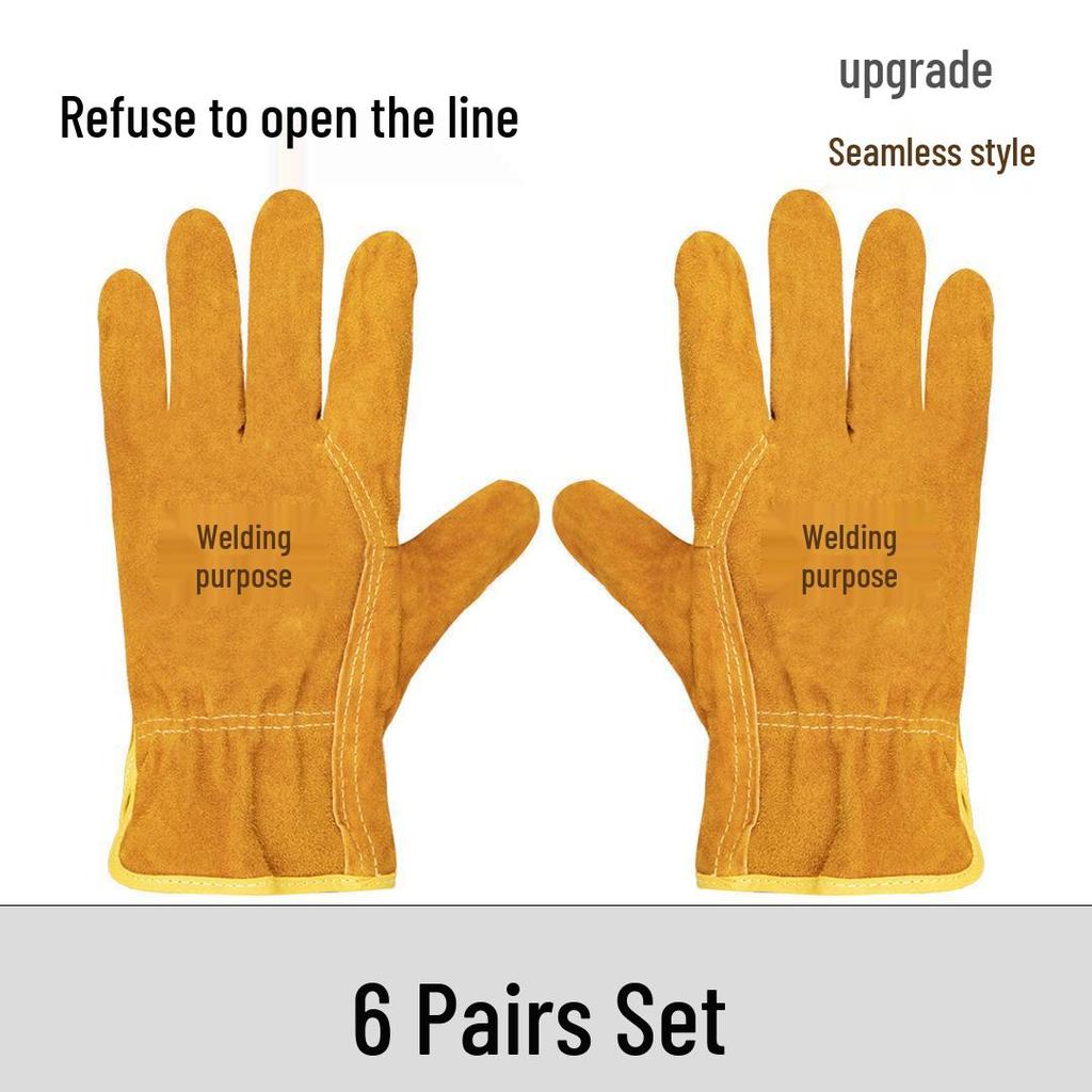 Cowhide Wear-Resistant Welding Gloves - Anti-Scald, Soft, Protective Labor Gloves
