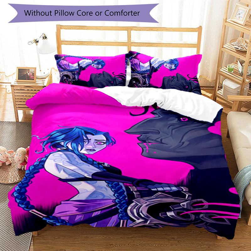 3pcs Jinx pattern bedding set duvet cover set includes duvet cover &pillowcases, perfect all season bedroom decoration & gift