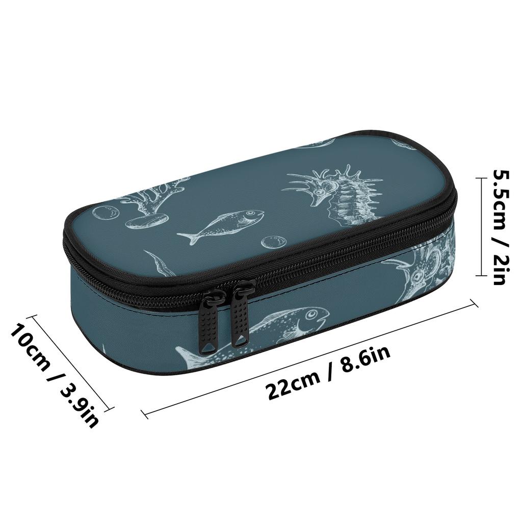 Pen Case Large Capacity Zipper Closure 300D Polyester with Main Pocket Mesh Layer and Removable Pen Divider for Classroom Use