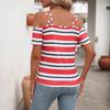 New Spring and Summer Women's Fashion Vacation Casual Halter Off-the-shoulder Short-sleeved T-shirt
