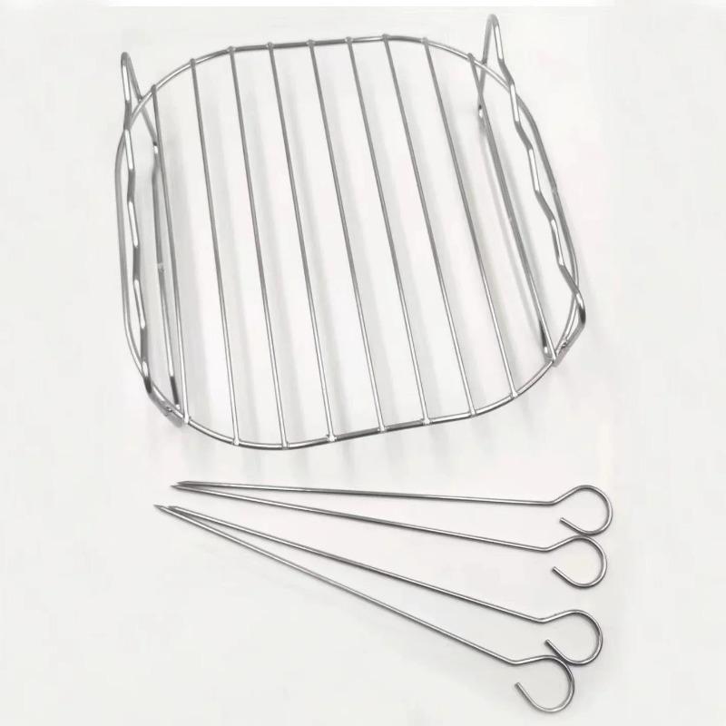 Air fryer grill with 4 grilles, stainless steel double-layer steaming rack, square barbecue rack, fish grill, toast noodles