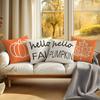 Herbstkürbis Ahornblatt Kissenbezug Bedrucktes Polyester 45X45cm Zierkissenbezug Dekokissen für Sofa Kissenbezug Heimdekoration