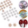 10PCS 16mm Rhinestone Pearl Snowflake Cabochon Metal Buttons for Clothing Decor Flatback Plating Buckle DIY Craft Apparel Sewing