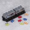 8 Way Car Long Blade Fuse Holder Box DC 12V 15A with 8pcs Fuse Universal Vehicle Accessory
