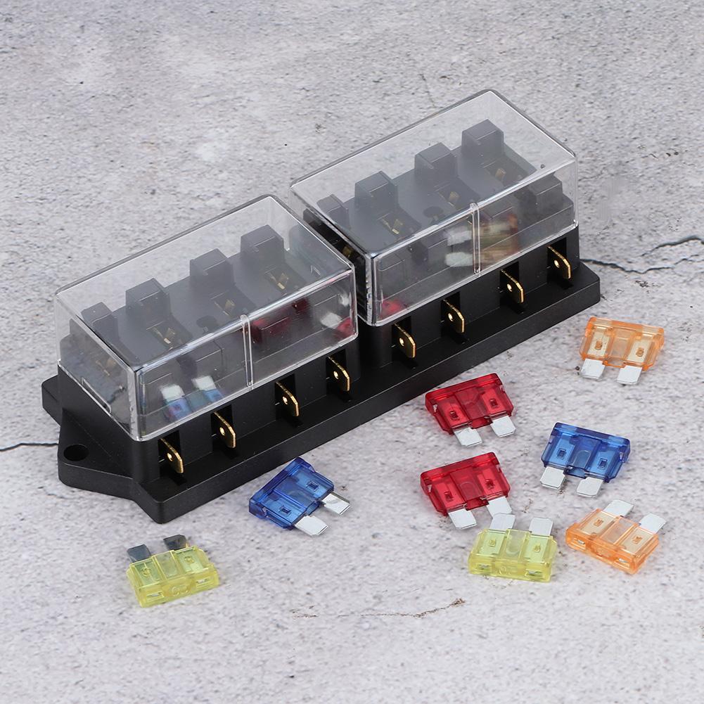 8 Way Car Long Blade Fuse Holder Box DC 12V 15A with 8pcs Fuse Universal Vehicle Accessory