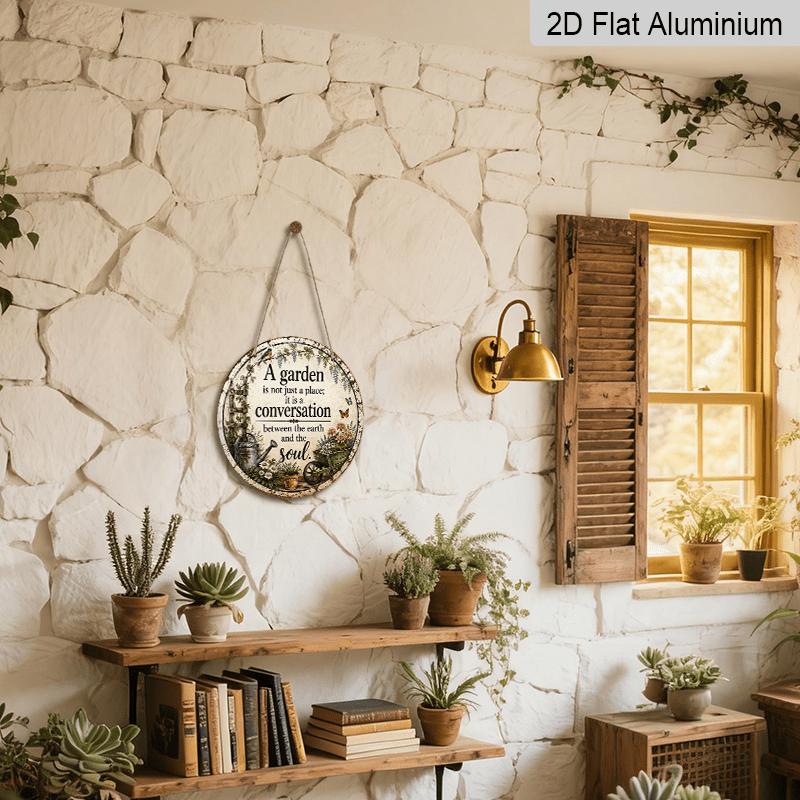 [Blumengarten Aluminiumschild] 2D Flach, 1 Stück Rundes Hängeschild - Ein Garten ist nicht nur ein Ort Inspirierendes Metallschild, Blumengarten Dekorative Schilder