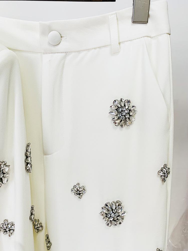 2025 Fashionable Rhinestone & Beadwork Suit: Jacket & Flared Pants Set