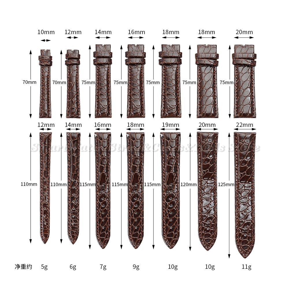 12/14/16/18/19/20/22mm Crocodile Pattern Design Leather Watchbands Butterfly Buckle Men Women Business Watch Band Watch Straps