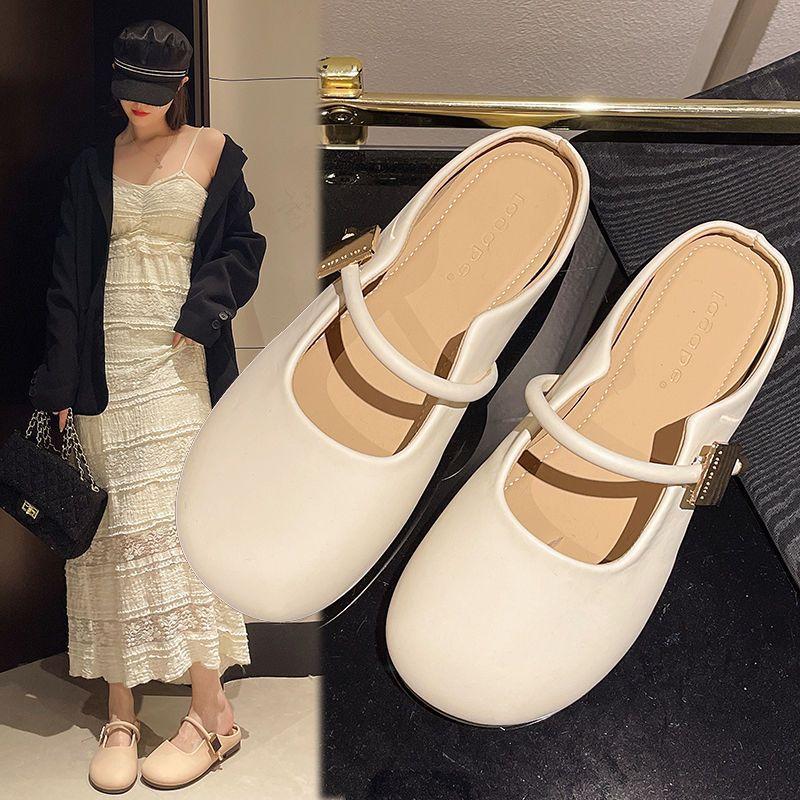 Slippers Women's 2025 Spring New Soft-faced Bag Head Fashion Outer Wear Soft-soled Shoes Women's Shoes Versatile Flat-bottomed Lazy Drag
