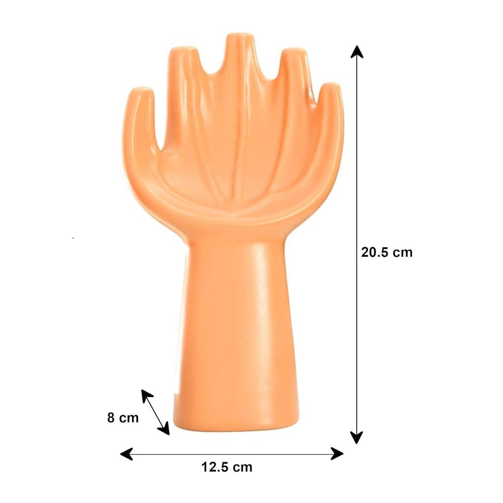 Moderne Abstrakte Hand Keramikfigur | Symbol für Eleganz & Kreativität | Ein luxuriöser Hauch für Ihren Raum | Packung mit 1, Pfirsich