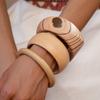 Round Wooden Bracelet Wide Geometric Bangles New Wooden Bangles  Gifts