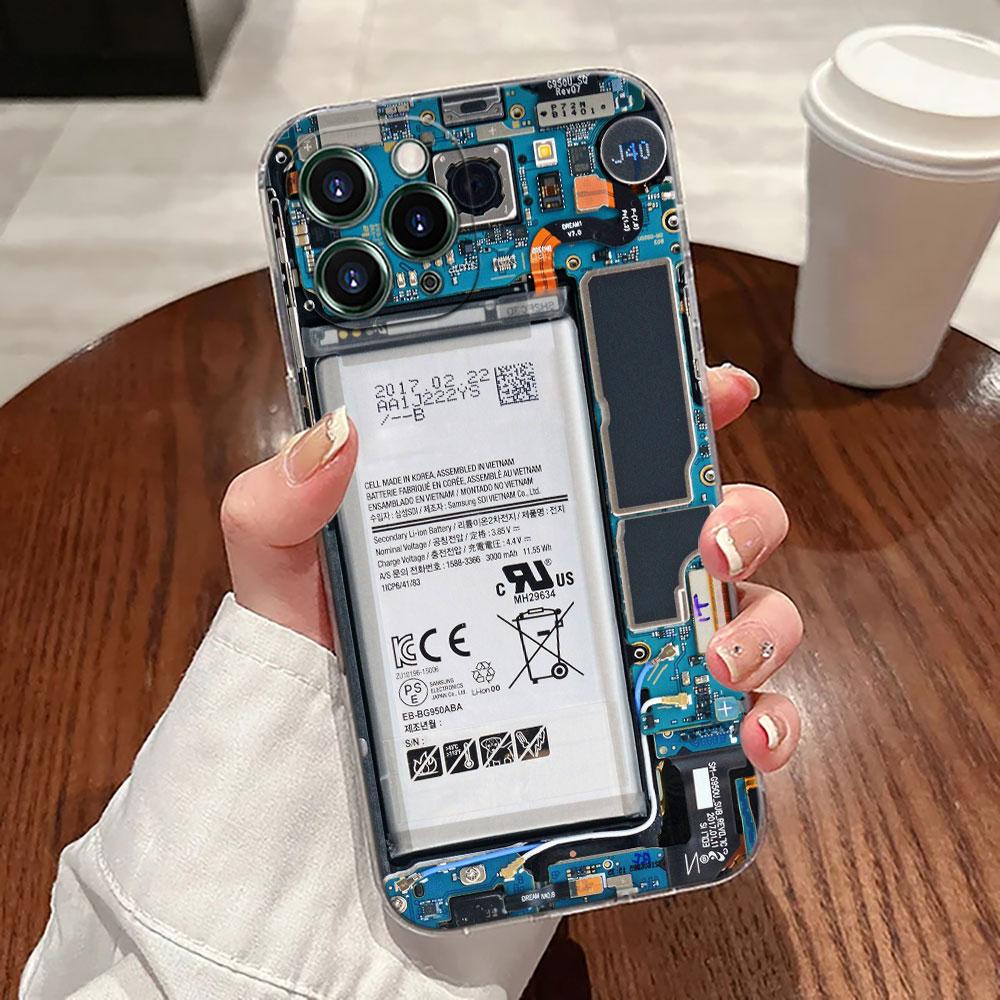 Cassette Music Tapes Circuit Board Camera Case For Apple iPhone 17 16 15 14 13 12 11 Pro Max 16 Plus 16E 17Air 17Pro Phone Cover
