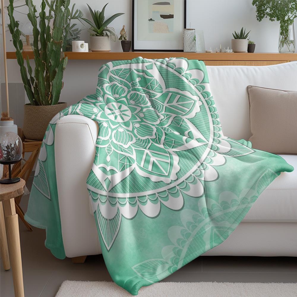 Boho Mandala Throw Blanket Textured Geometric Pattern Decorative Cushion Cover Bed Sofa Throw Blanket