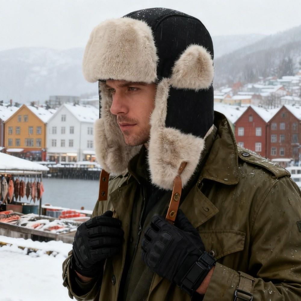 Fleece Winter Plush Hat Thickened Lei Feng Cap Fashion Ear Protective Hat  Outdoor