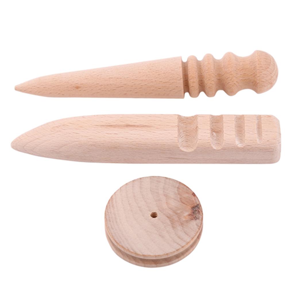 3 Types Wooden Leather Edge Burnisher Polished Grinding Tool(3 In 1 Set)