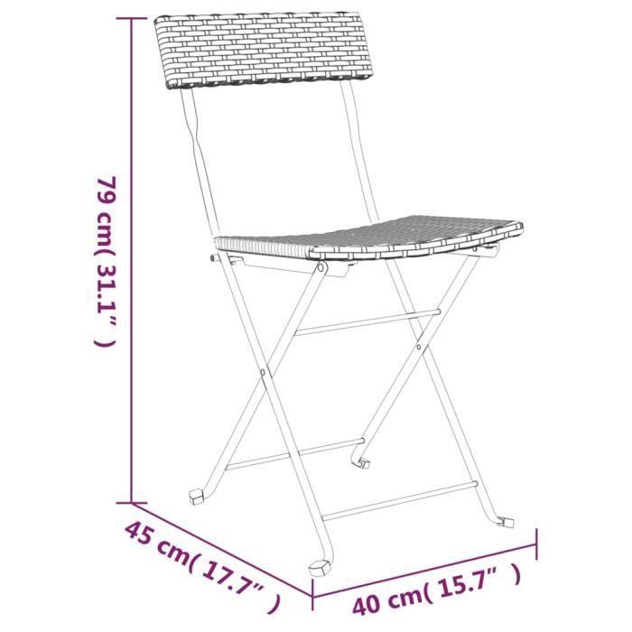319987 vidaXL Bistro Chairs Folding 2pcs Brown Woven Resin and Steel