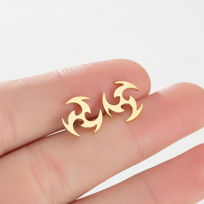 Unisex Stainless Steel Punk Musical Note Earrings with Whirlwind Design