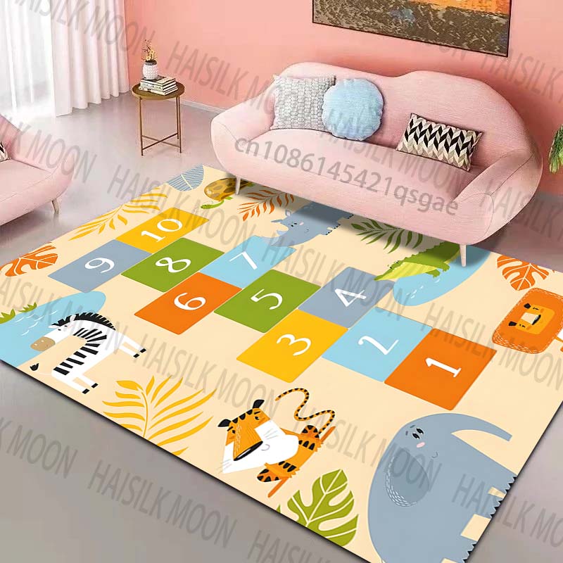 

1PC Hopscotch and animal Pattern Rug Carpets for Bedroom Living Room Sofa Mat Creative Door Mat Cloakroom Home Decor 40x60cm