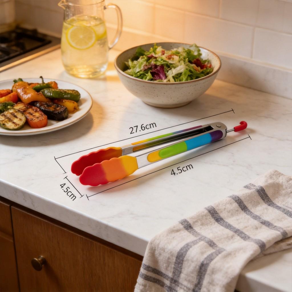Silicone Food Tongs With Nonslip Grip For Grilling And Baking