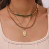 Embossment Daily Jewelry New Trendy Pendant Necklace Geometric Square Pendant  Meaningful Gift