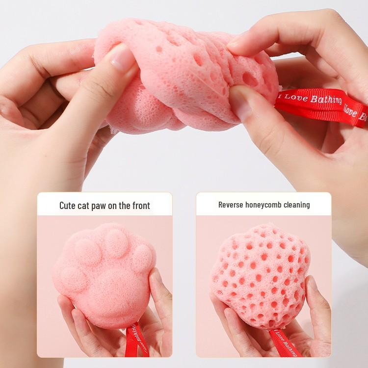 Kids Bath Sponge & Shampoo Brush: Newborn Konjac Exfoliating Puff and Cotton Bath Ball