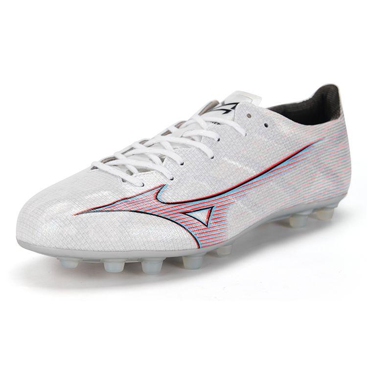 Mizuno Alpha Lace AG (Rubber Short Studs) Artificial Turf Shock Absorbing Non-Slip Wear-Resistant Soccer Shoes Unisex Soccer Shoes White P1GA236109