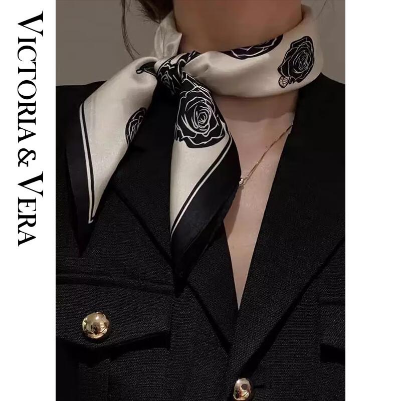 VICTORIA&VERA Floral Print Mulberry Silk Scarf