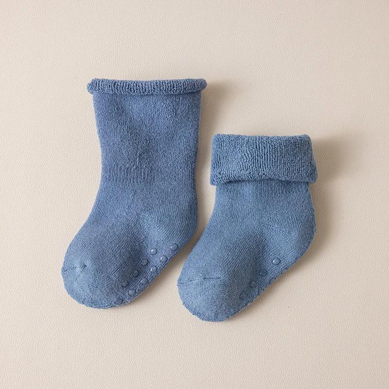 

Детские Утепленные Зимние Носки Детские Напольные Носки Детские Мальчики Девочки Однотонные Хлопковые Махровые Теплые Нескользящие Носки до Середины Икры для Новорожденных и Малышей S for 0-12Months