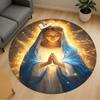 1 Stück Jungfrau Maria Heiligenschein Licht Runde Stuhlmatte Teppich - Rutschfest, Bodenmatte für Büro, Schlafzimmer, Heimdeko Weihnachtsgeschenk c0528140