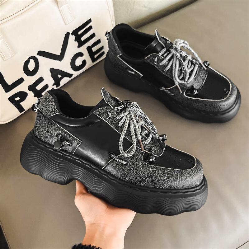 Shoes men's ins black platform version shoes versatile sports shoes splicing Korean version functional casual dad shoes 20361-J