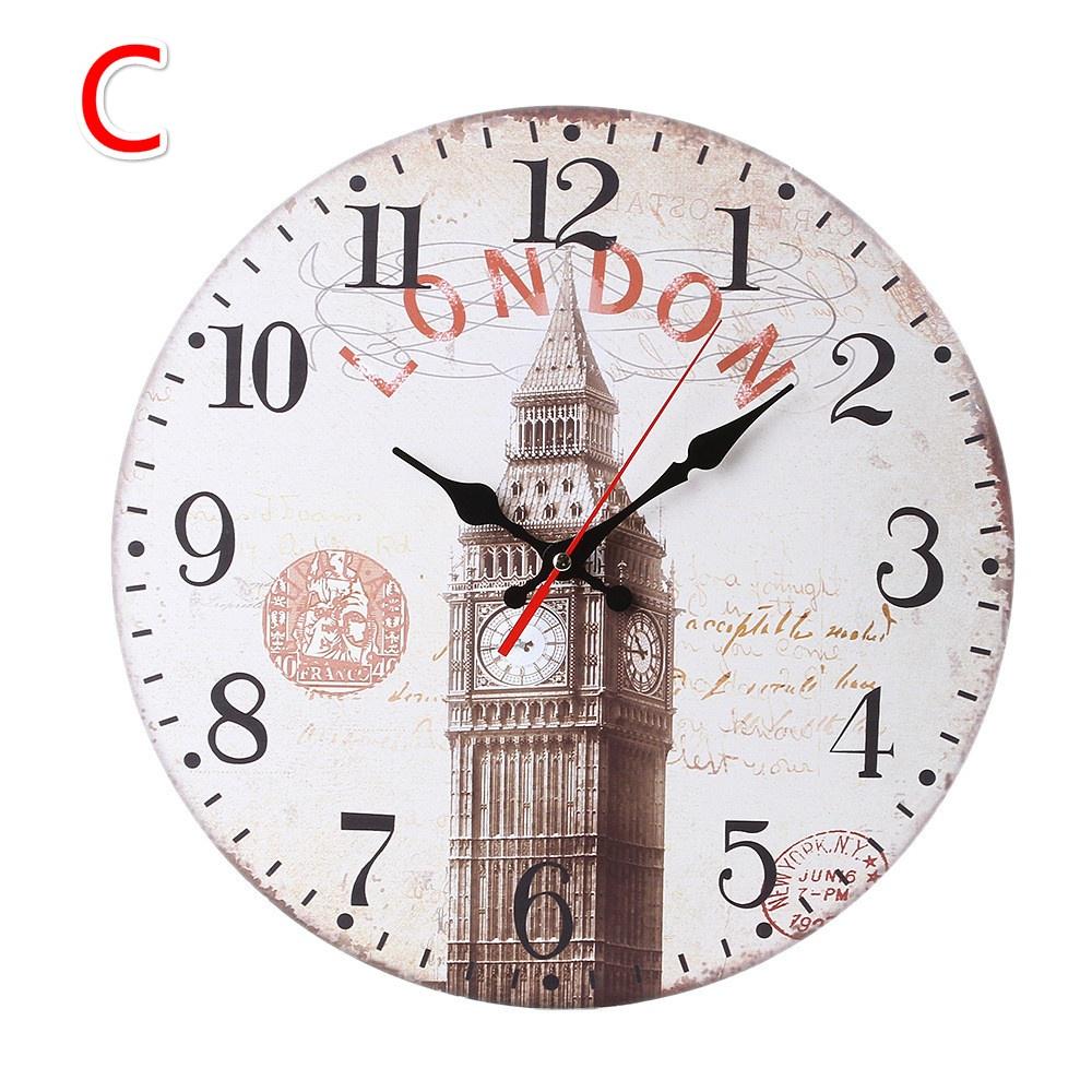 30cm Evropské Retro Kreativní Nástěnné Hodiny Obývací Pokoj Bar Hodiny Dřevěné Nástěnné Hodiny