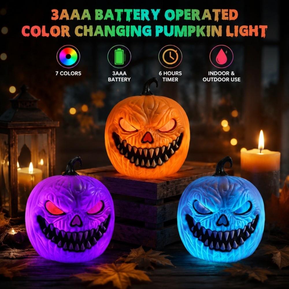 Świecąca Lampka Halloweenowa Aktywowana Dźwiękiem Lampa Dynia do Wnętrz