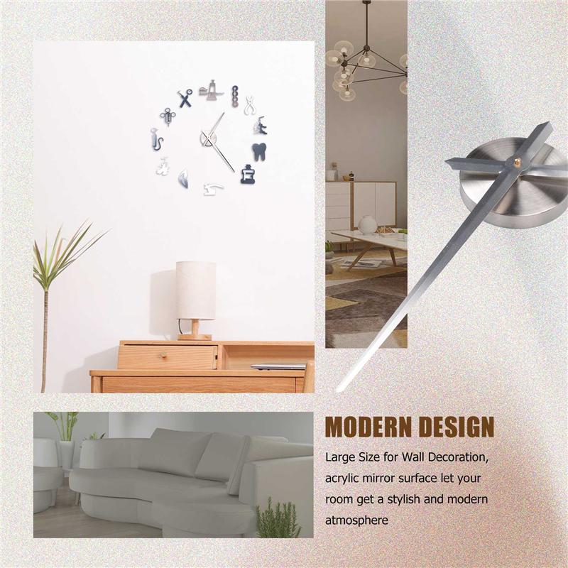 AD23-Dentist DIY Giant Wall Clock   Oversized Wall Clock Big Needle Mirror Dentist Office Decor Dentist Gift