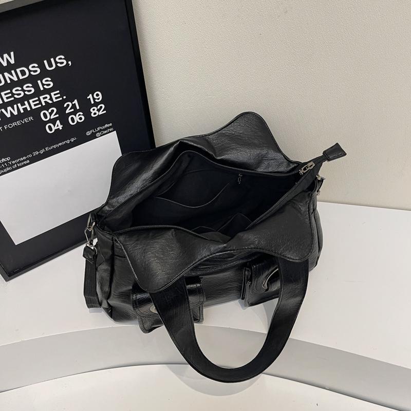 Myk skinn tote bag dame retro multifunksjonell skulderveske håndveske