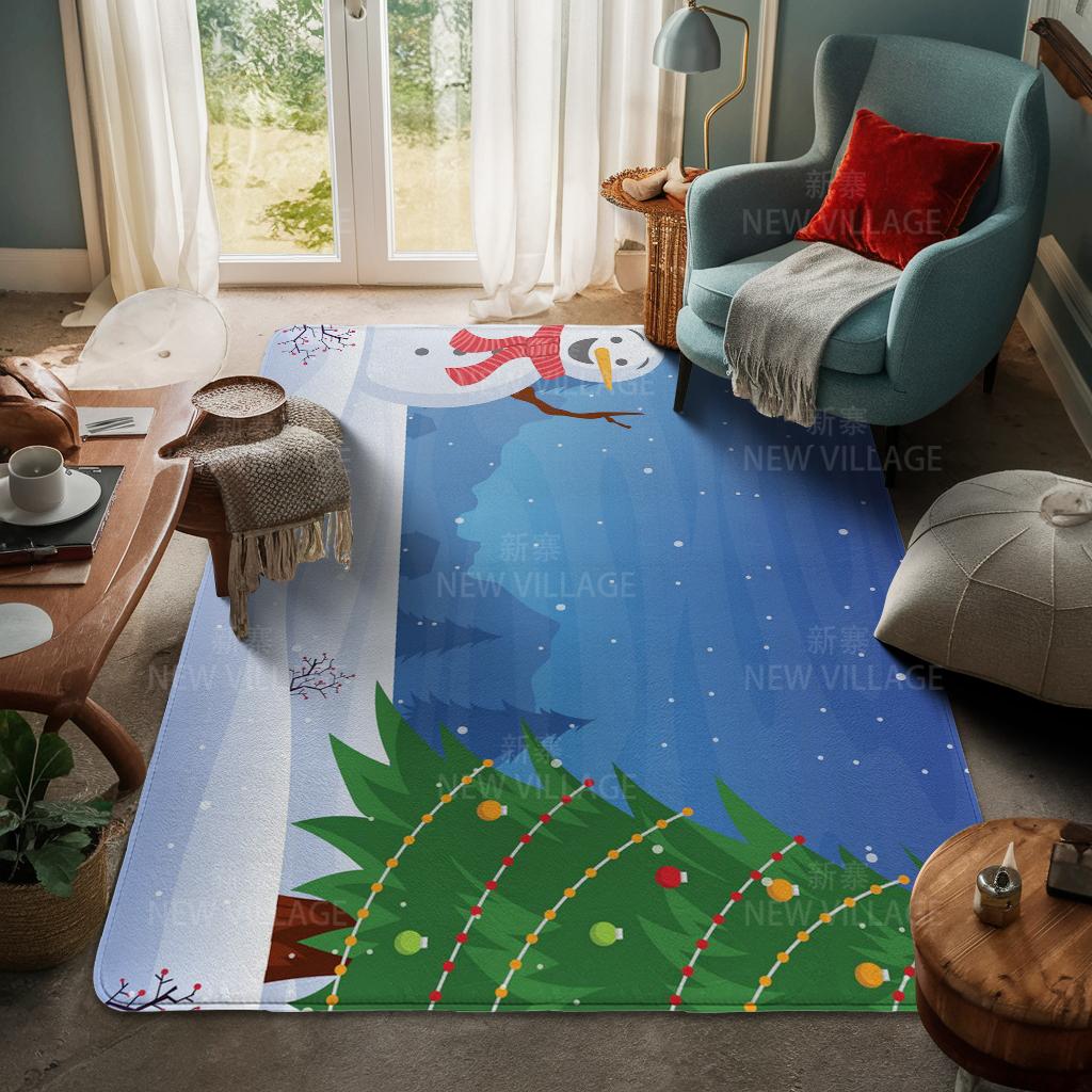 House Entrance Carpet Home Door Mat Living Room Bath Foot Bathroom Non-slip Water Absorption Rugs Bath Merry Christmas Winter