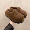 Retro Thick Bottom Cotton Slippers for Women's Autumn and Winter Fashion Outerwear, Baotou Cotton Tug, Suede Warm Cotton Tug