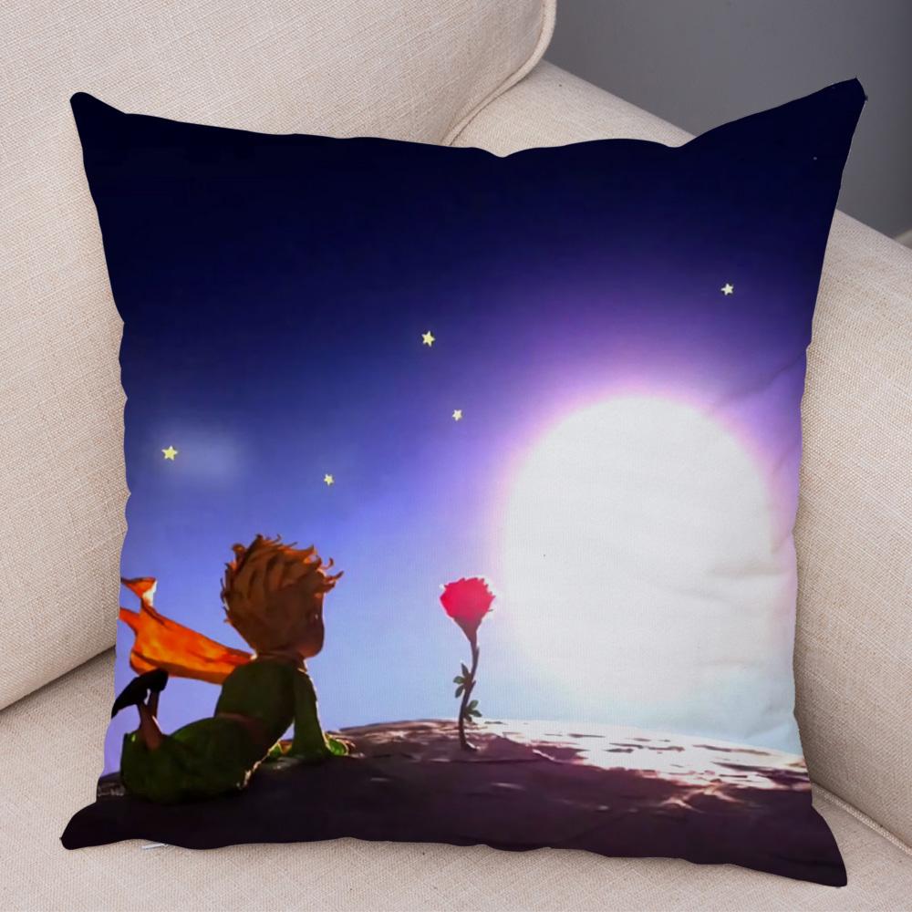 Little Prince Cushion Cover Decor France Anime Cartoon Print Pillow Case for Sofa Home Children Room Soft Plush Throw Pillowcase