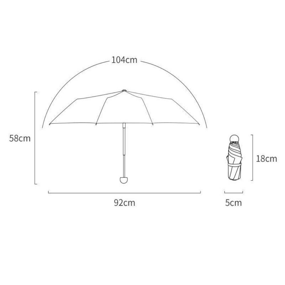 Kleiner Taschensonnenschirm, zusammenklappbarer Regenschirm, tragbarer Kapselschirm