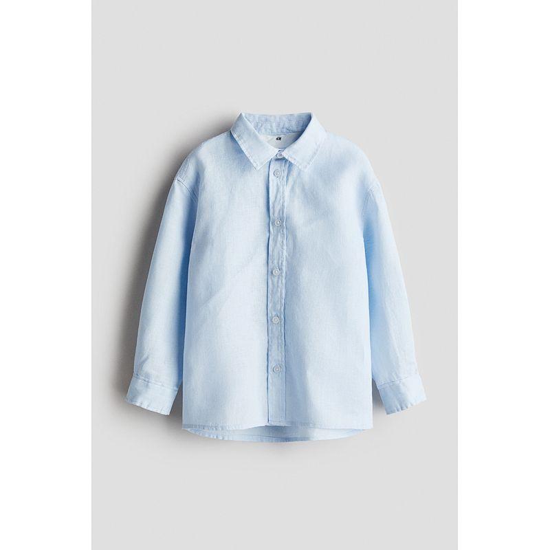 

HM Children s Clothing Boys Shirt Fall 2025 New Arrival Loose Linen Shirt 1275741 Light Blue 110/56(3-4Y)