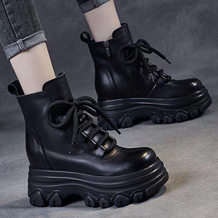 Thick-soled soft-soled heightening Martin boots New velvet warm cotton boots Skinny non-slip snow short boots
