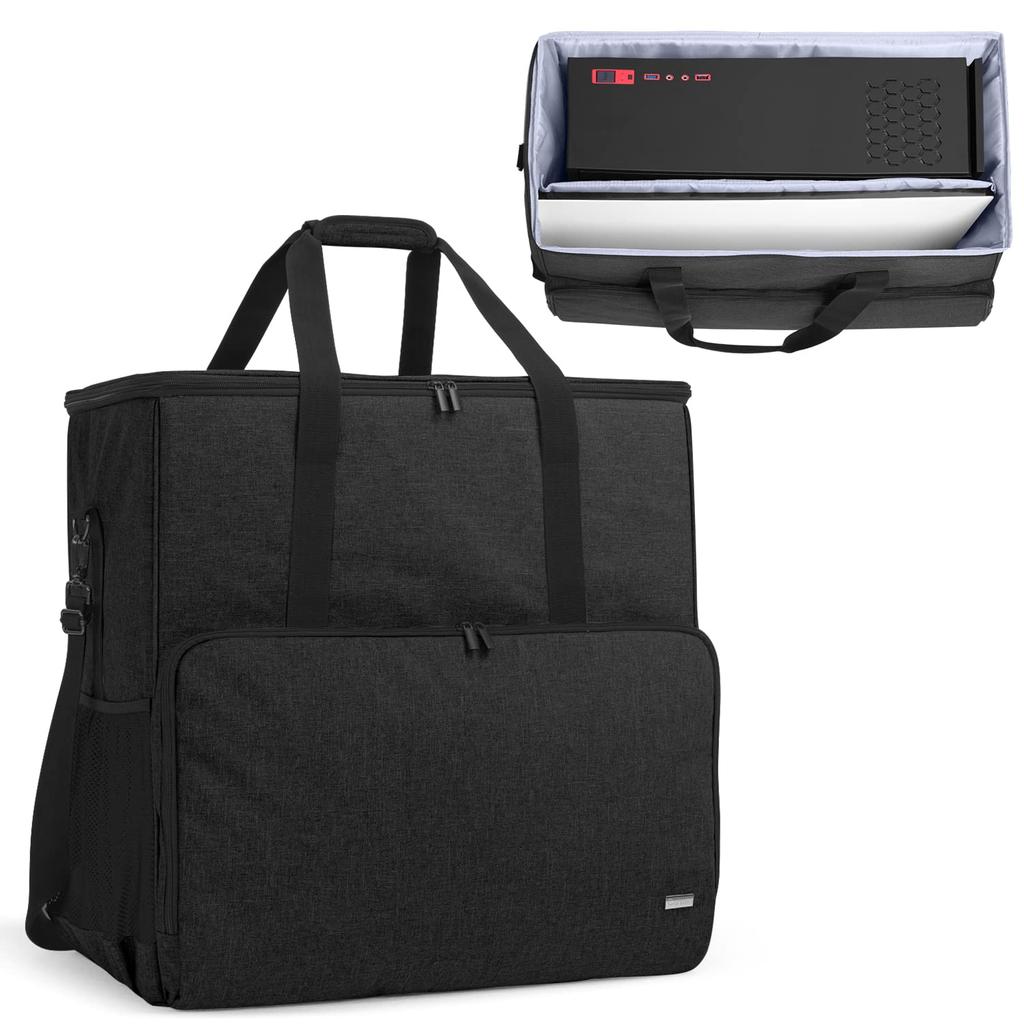 CURMIO Desktop Computer Carrying Computer Tower Tower Computer Can Store PC Peripherals and Black Case, Bag, Portable, Monitors,