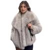 Stylish European & American Faux Fur Coat with Large Lapel, Short Length, Fluffy Plush Material for Women's Fashion.