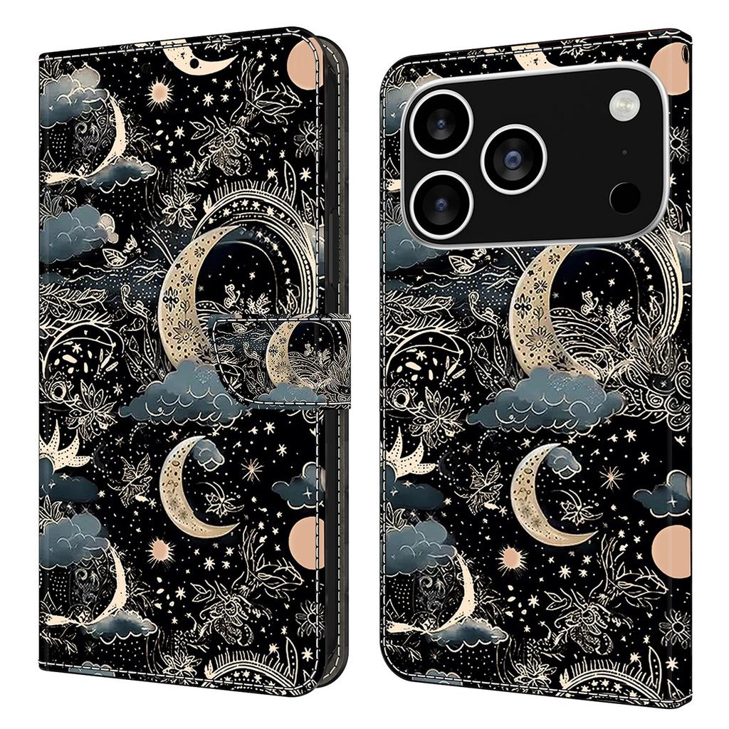 For iPhone 17 Pro Case PU Leather Wallet Phone Cover with Stand