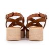 Women's Gold Croc-print Leather Wedge Sandals BIOSTOCK