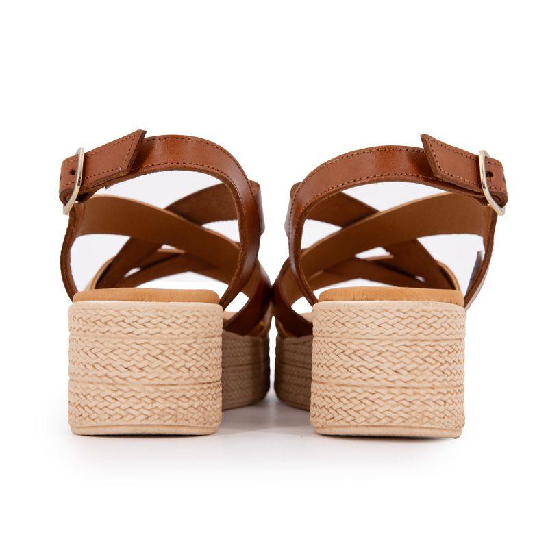 Sandales compensées cuir gold imprimé croco Femme BIOSTOCK