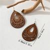 Wooden water drop-shaped hollow design earrings antique earrings versatile elegant geometric handmade literary retro