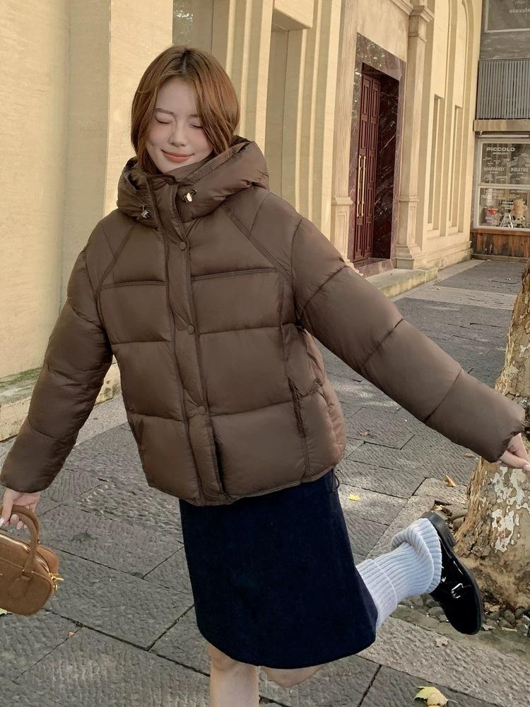 

Cloud puff down cotton clothes women s short new loose hooded bread clothes cotton clothes tide XL recommends 150-82.5 kg кофейный