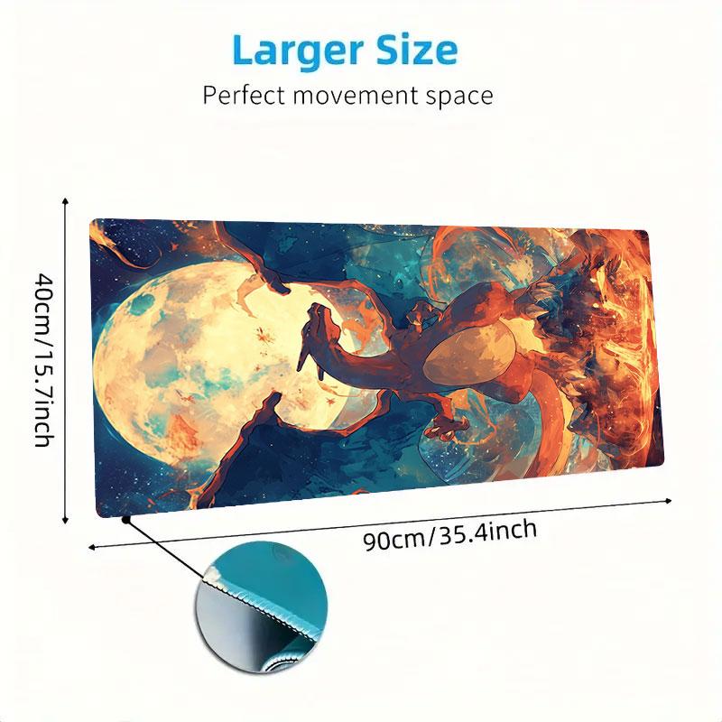 Charmander Mouse Pad, Large Gaming Desk Mat, Non-slip XXL Mousepad for Laptop & Tablet, Mini PC Playmat with Stitched Edges